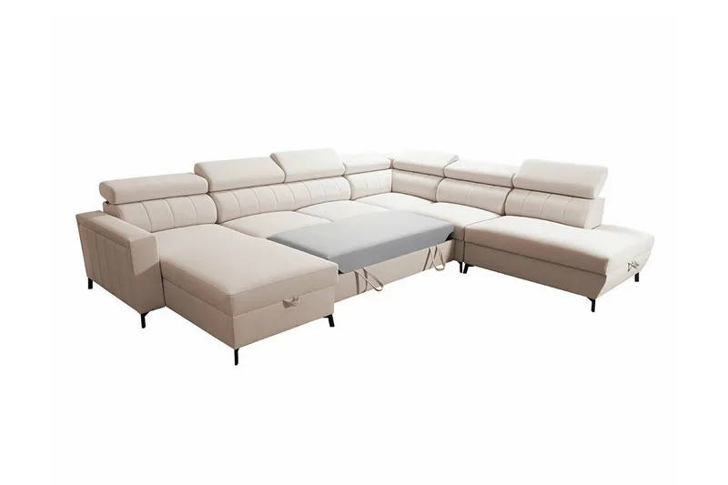 Galbally 5-sits Hörnbäddsoffa NO_BRAND Dark pink - Möbler - Vardagsrum - Bäddsoffor - Hörnbäddsoffa