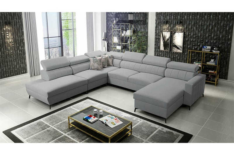 Galbally 5-sits Hörnbäddsoffa NO_BRAND Light grey - Möbler - Vardagsrum - Bäddsoffor - Hörnbäddsoffa