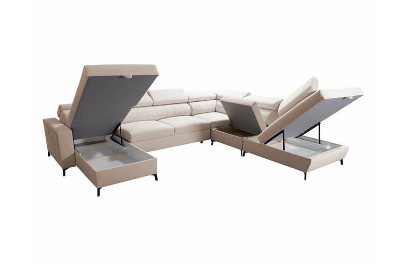 Galbally 5-sits Hörnbäddsoffa NO_BRAND Light grey - Möbler - Vardagsrum - Bäddsoffor - Hörnbäddsoffa