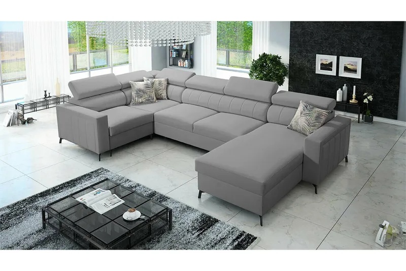 Galbally 5-sits Hörnbäddsoffa NO_BRAND Light grey/Dark grey - Möbler - Vardagsrum - Bäddsoffor - Hörnbäddsoffa