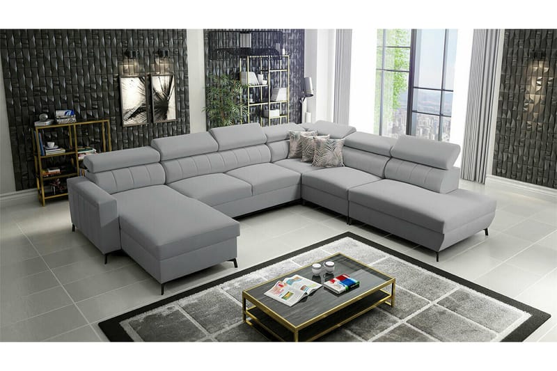 Galbally 5-sits Hörnbäddsoffa NO_BRAND Light grey/Dark grey - Möbler - Vardagsrum - Bäddsoffor - Hörnbäddsoffa