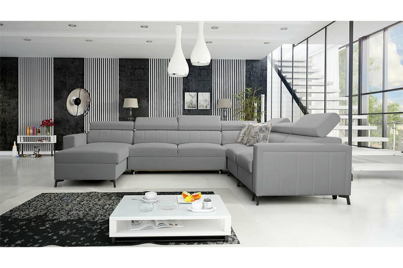 Galbally 5-sits Hörnbäddsoffa NO_BRAND Light grey/Dark grey - Möbler - Vardagsrum - Bäddsoffor - Hörnbäddsoffa