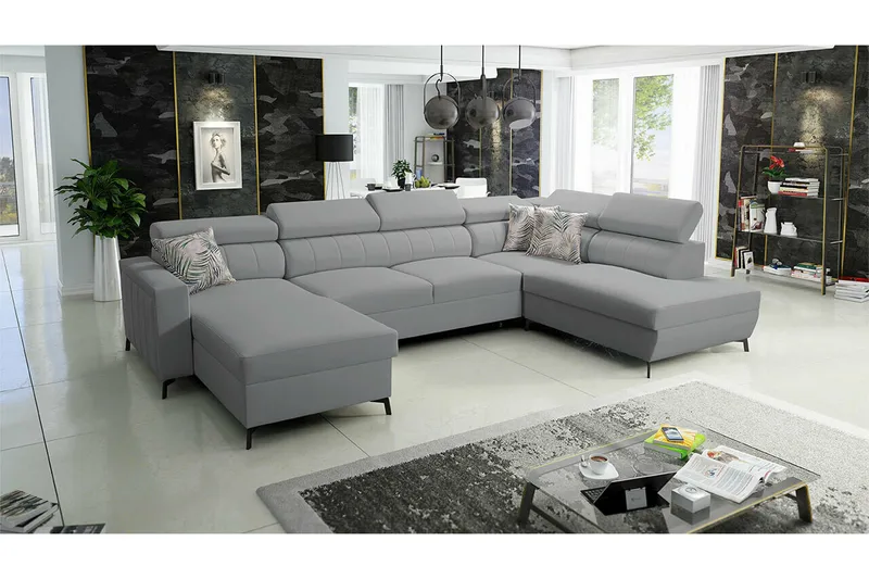 Galbally 5-sits Hörnbäddsoffa NO_BRAND Light grey/Dark grey - Möbler - Vardagsrum - Bäddsoffor - U bäddsoffa