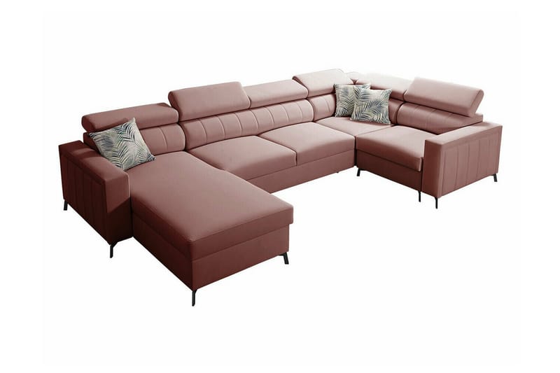 Galbally 5-sits Hörnbäddsoffa NO_BRAND Light pink - Möbler - Vardagsrum - Bäddsoffor - Hörnbäddsoffa