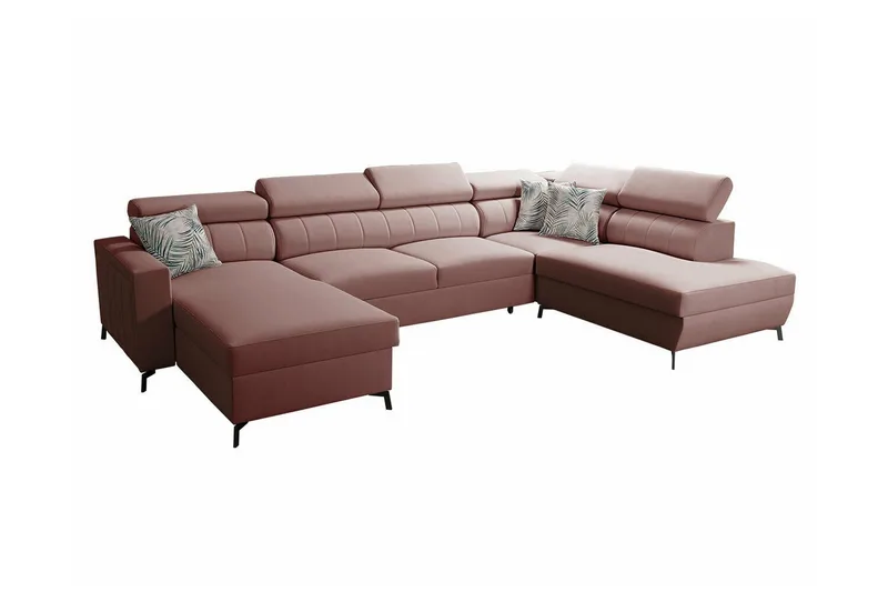 Galbally 5-sits Hörnbäddsoffa NO_BRAND Light pink