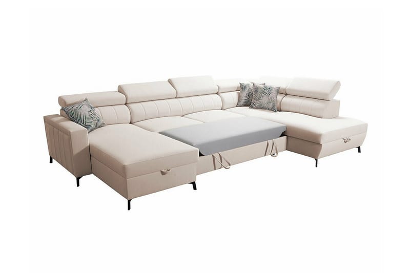Galbally 5-sits Hörnbäddsoffa NO_BRAND Light pink - Möbler - Vardagsrum - Bäddsoffor - Hörnbäddsoffa