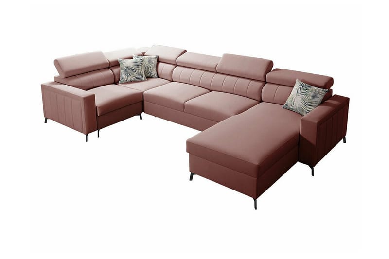 Galbally 5-sits Hörnbäddsoffa NO_BRAND Pink - Möbler - Vardagsrum - Bäddsoffor - Hörnbäddsoffa