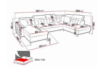 Galbally 5-sits Hörnbäddsoffa - Möbler - Vardagsrum - Bäddsoffor - U bäddsoffa