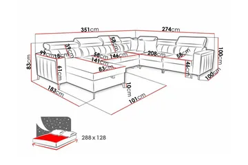 Galbally 5-sits Hörnbäddsoffa - Möbler - Vardagsrum - Bäddsoffor - Hörnbäddsoffa