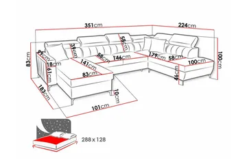 Galbally 5-sits Hörnbäddsoffa - Möbler - Vardagsrum - Bäddsoffor - U bäddsoffa