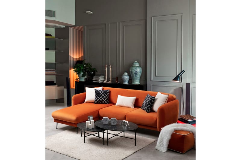 GAWINSKI Bäddsoffa med Divan Vänster Orange - Möbler - Vardagsrum - Bäddsoffor