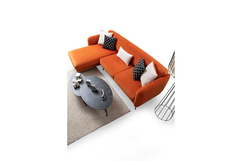 GAWINSKI Bäddsoffa med Divan Vänster Orange - Möbler - Vardagsrum - Bäddsoffor
