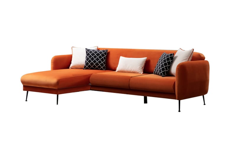 GAWINSKI Bäddsoffa med Divan Vänster Orange - Bäddsoffor - Bäddsoffa divan