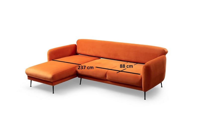 GAWINSKI Bäddsoffa med Divan Vänster Orange - Möbler - Vardagsrum - Bäddsoffor