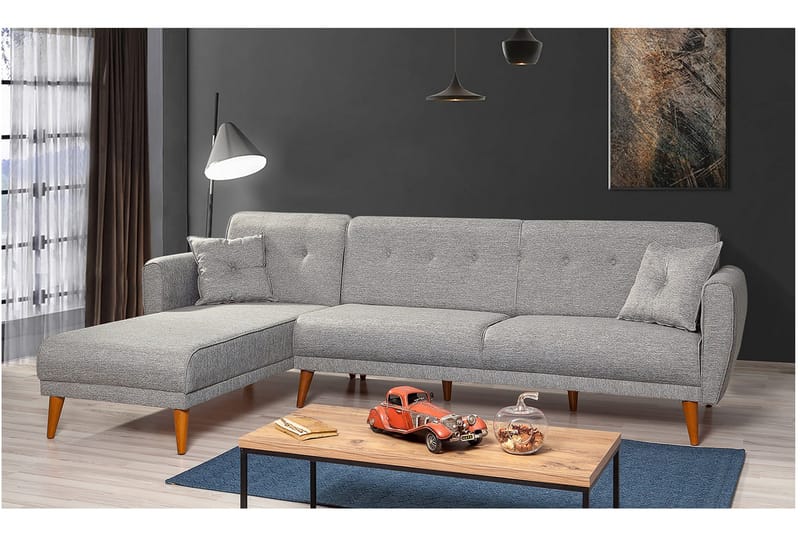 Gjoni Bäddsoffa med Divan Höger - Grå - Möbler - Vardagsrum - Bäddsoffor