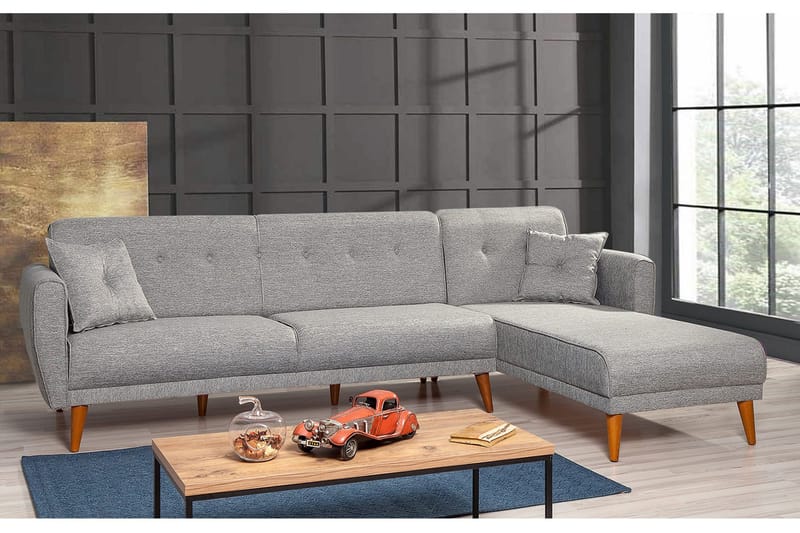 Gjoni Bäddsoffa med Divan Höger - Grå - Möbler - Vardagsrum - Bäddsoffor