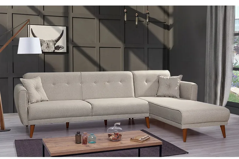 Gjoni Bäddsoffa med Divan Höger - Vit - Möbler - Vardagsrum - Bäddsoffor