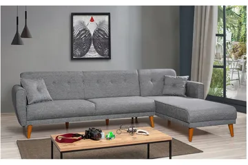 Gjoni Bäddsoffa med Divan Vänster - Grå - Möbler - Vardagsrum - Bäddsoffor