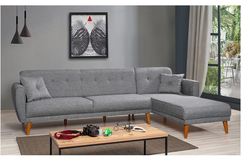 Gjoni Bäddsoffa med Divan Vänster - Grå - Möbler - Vardagsrum - Bäddsoffor