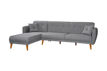 Gjoni Bäddsoffa med Divan Vänster - Grå - Möbler - Vardagsrum - Bäddsoffor