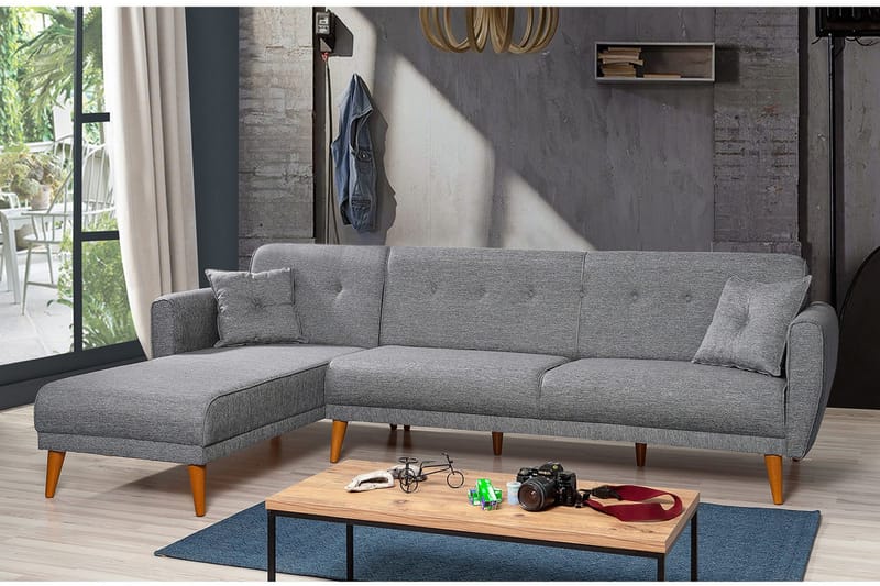 Gjoni Bäddsoffa med Divan Vänster - Grå - Möbler - Vardagsrum - Bäddsoffor