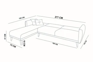 Gjoni Bäddsoffa med Divan Vänster - Grå - Möbler - Vardagsrum - Bäddsoffor