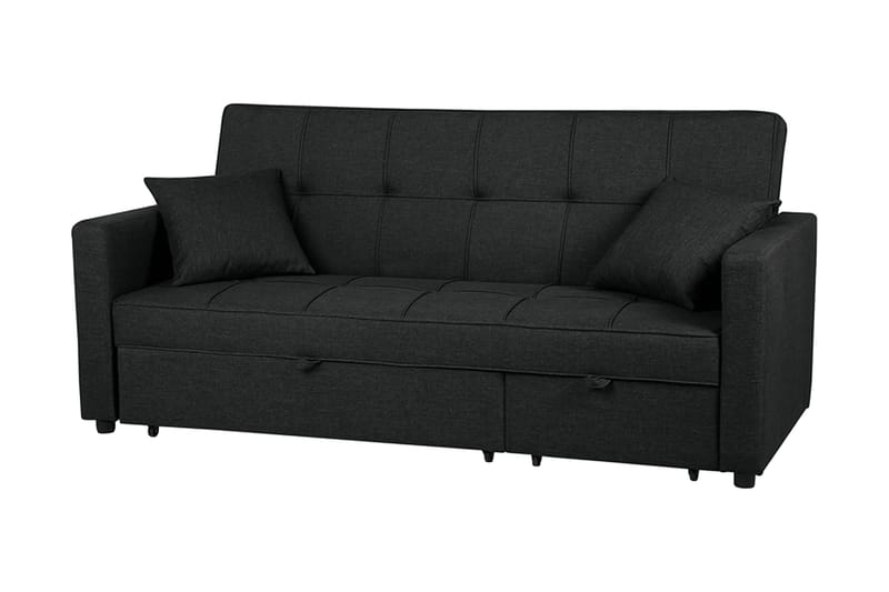 Glomma 3-sits Utdragbar Längsbäddad Bäddsoffa 181x207 cm i Tyg, Mörkgrå