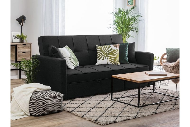 Glomma 3-sits Utdragbar Längsbäddad Bäddsoffa 181x207 cm i Tyg - Mörkgrå - Möbler - Vardagsrum - Bäddsoffor