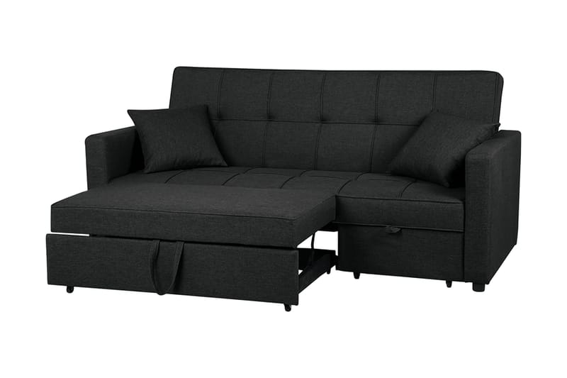 Glomma 3-sits Utdragbar Längsbäddad Bäddsoffa 181x207 cm i Tyg - Mörkgrå - Möbler - Vardagsrum - Bäddsoffor