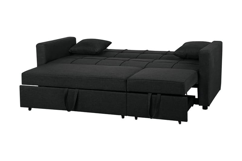 Glomma 3-sits Utdragbar Längsbäddad Bäddsoffa 181x207 cm i Tyg - Mörkgrå - Möbler - Vardagsrum - Bäddsoffor