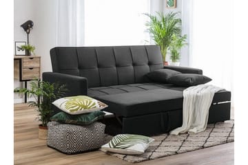 Glomma 3-sits Utdragbar Längsbäddad Bäddsoffa 181x207 cm i Tyg - Mörkgrå - Möbler - Vardagsrum - Bäddsoffor