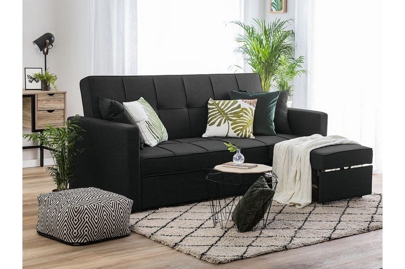Glomma 3-sits Utdragbar Längsbäddad Bäddsoffa 181x207 cm i Tyg - Mörkgrå - Möbler - Vardagsrum - Bäddsoffor