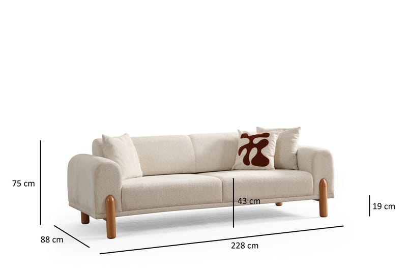 Godiva Bäddsoffa 3-sits - Cream - Möbler - Vardagsrum - Bäddsoffor - 3-sits bäddsoffa