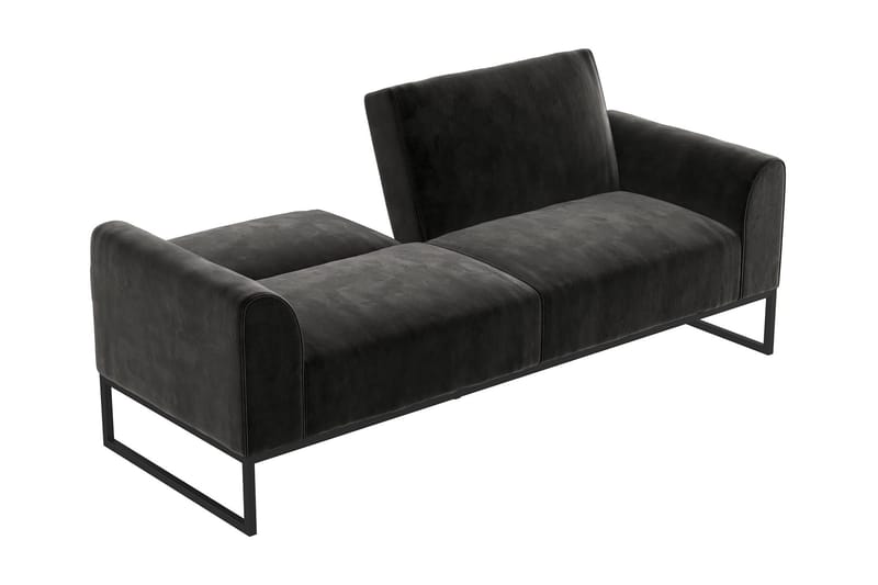 Gonxhe 2-sits Rektangulär Längsbäddad Bäddsoffa 113x179 cm i Sammet - Svart - Möbler - Vardagsrum - Bäddsoffor
