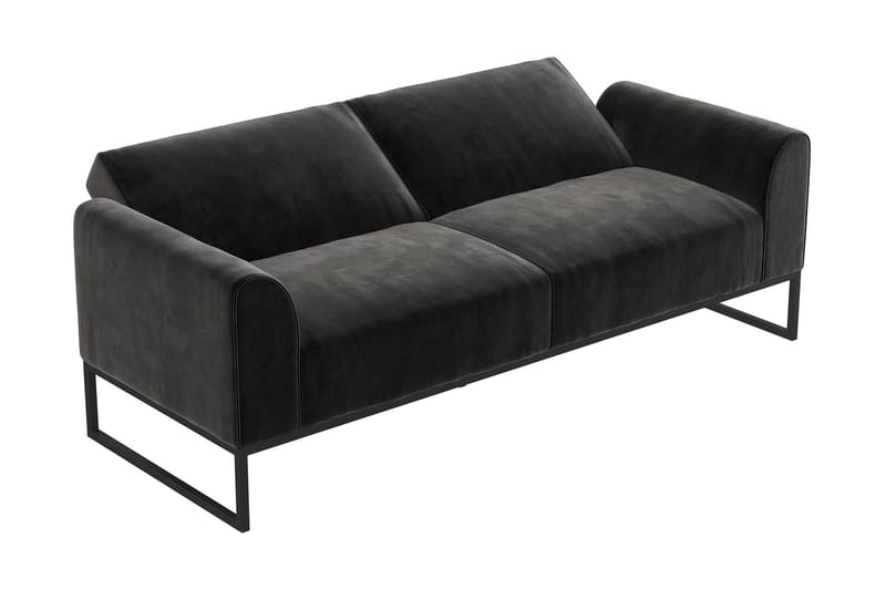 Gonxhe 2-sits Rektangulär Längsbäddad Bäddsoffa 113x179 cm i Sammet - Svart - Möbler - Vardagsrum - Bäddsoffor