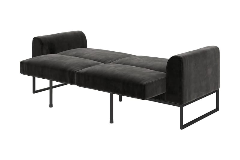 Gonxhe 2-sits Rektangulär Längsbäddad Bäddsoffa 113x179 cm i Sammet - Svart - Möbler - Vardagsrum - Bäddsoffor