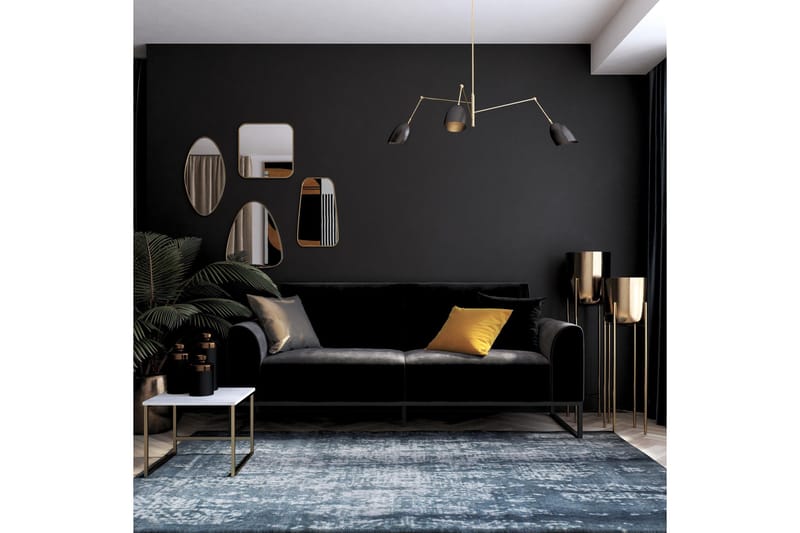 Gonxhe 2-sits Rektangulär Längsbäddad Bäddsoffa 113x179 cm i Sammet - Svart - Möbler - Vardagsrum - Bäddsoffor