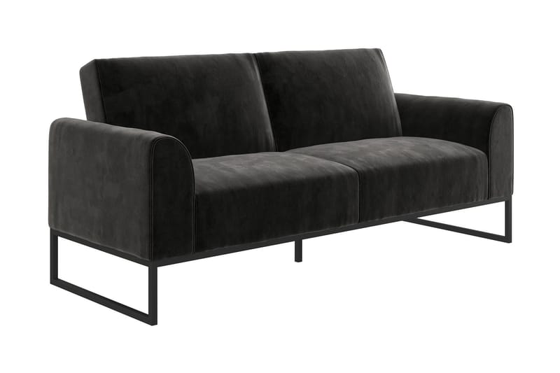 Gonxhe 2-sits Rektangulär Längsbäddad Bäddsoffa 113x179 cm i Sammet - Svart - Möbler - Vardagsrum - Bäddsoffor