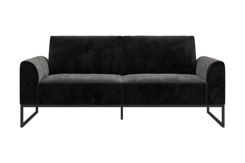 Gonxhe 2-sits Rektangulär Längsbäddad Bäddsoffa 113x179 cm i Sammet, Svart