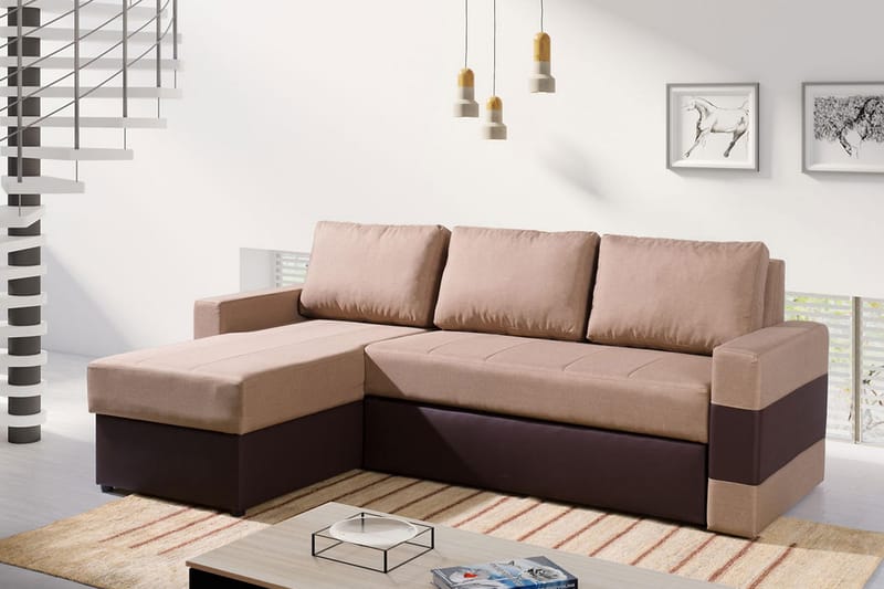 GORDIA Divanbäddsoffa 234x82x156 cm - Beige - Möbler - Vardagsrum - Bäddsoffor