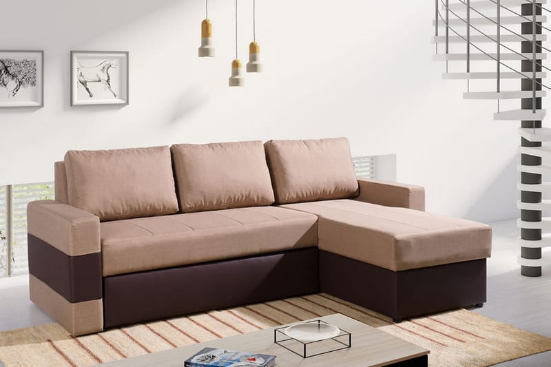 GORDIA Divanbäddsoffa 234x82x156 cm - Beige - Bäddsoffor - Bäddsoffa divan