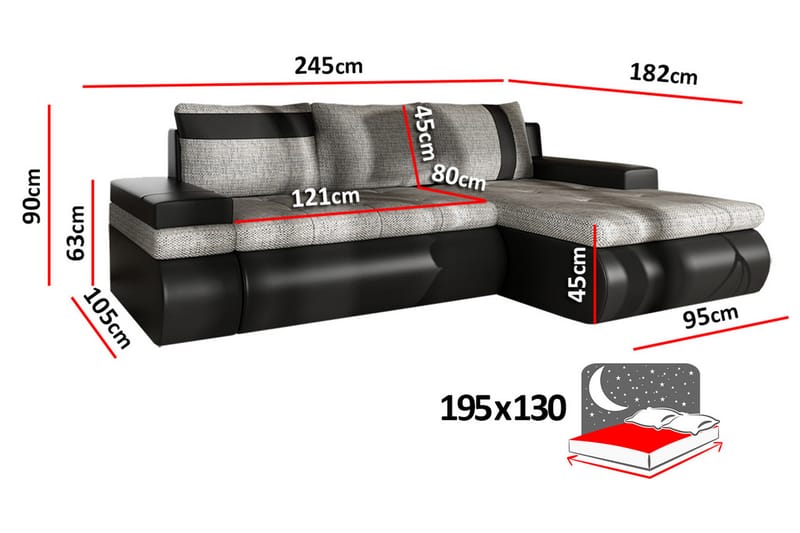 GRAVEL Divanbäddsoffa Mini Vänster Mörkgrå/Vit - Möbler - Vardagsrum - Bäddsoffor