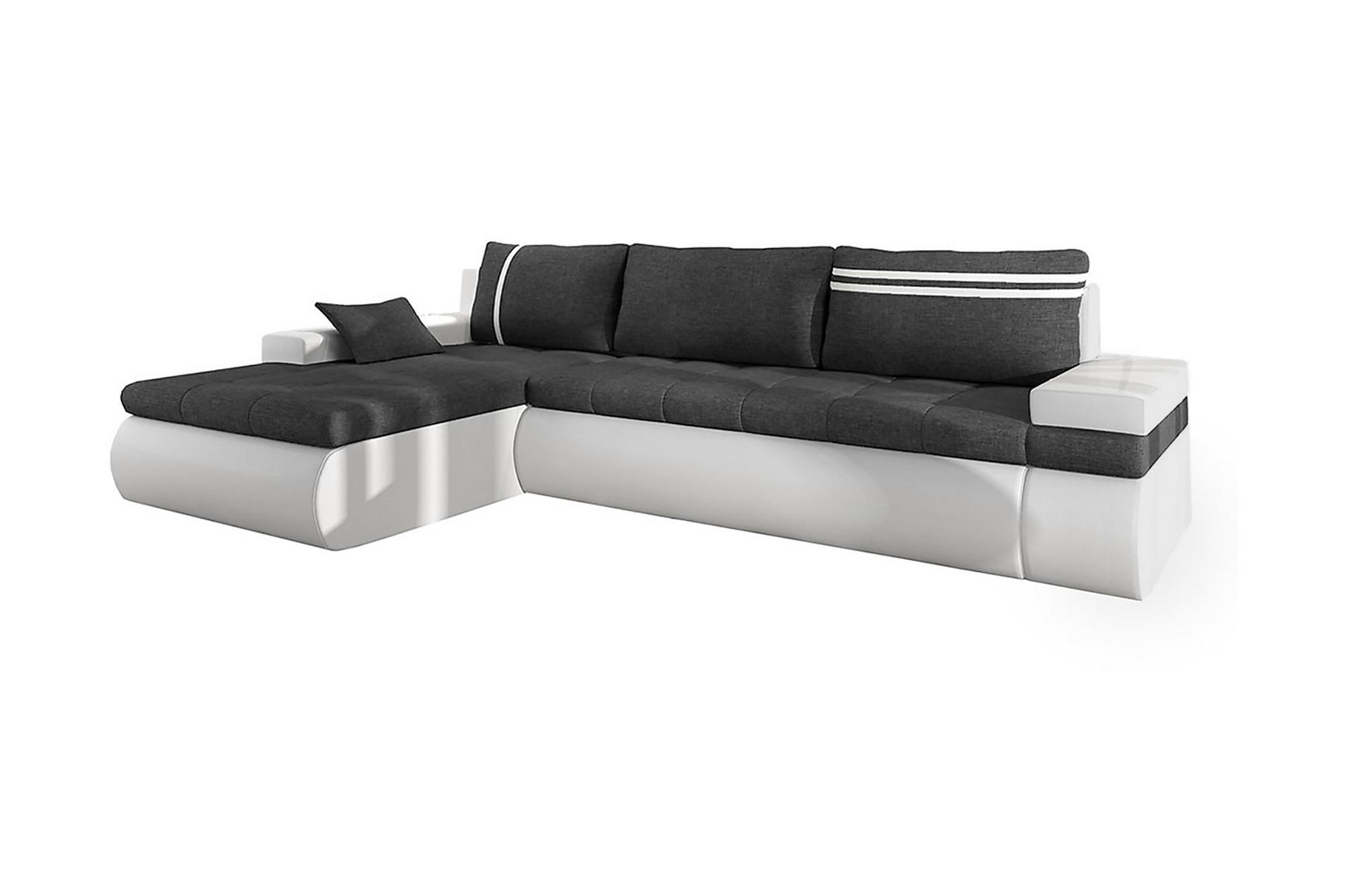 gravel divanbäddsoffa vänster mörkgrå/vit -