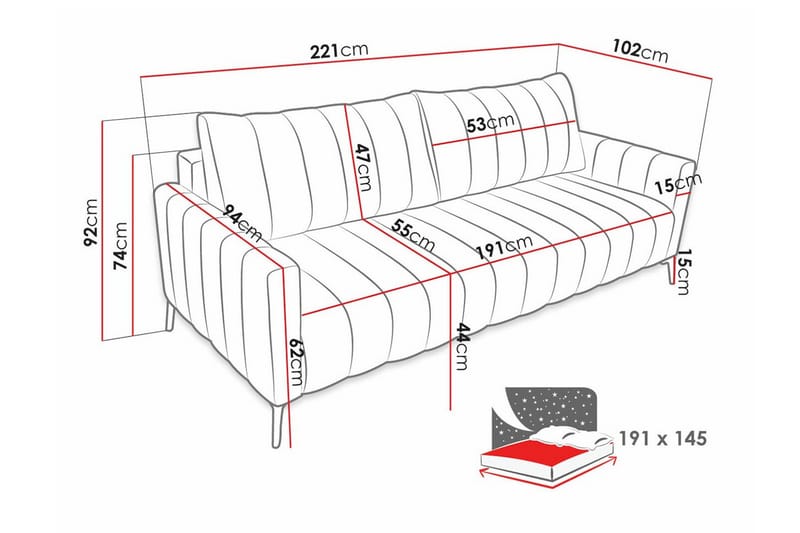 Graystone 2-sits Bäddsoffa Beige/Light beige - Möbler - Vardagsrum - Bäddsoffor