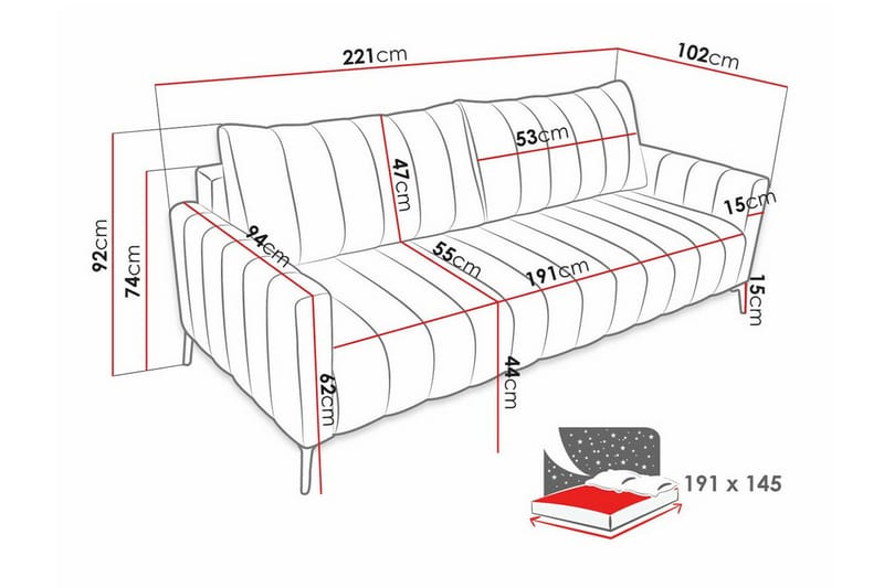 Graystone 2-sits Bäddsoffa Ljusgrå - Bäddsoffor - 2-sits bäddsoffa