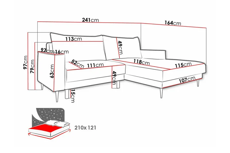Graystone 2-sits Hörnbäddsoffa - Mörkblå - Möbler - Vardagsrum - Bäddsoffor - Hörnbäddsoffa
