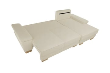 Graystone 3-sits Höger Hörnbäddsoffa 130x193 cm med Förvaring i Tyg - Beige - Möbler - Vardagsrum - Bäddsoffor