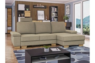 Graystone 3-sits Höger Hörnbäddsoffa 130x193 cm med Förvaring i Tyg - Beige - Möbler - Vardagsrum - Bäddsoffor