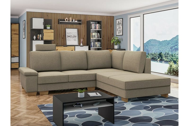 Graystone 3-sits Hörnbäddsoffa Beige - Möbler - Vardagsrum - Bäddsoffor - Hörnbäddsoffa