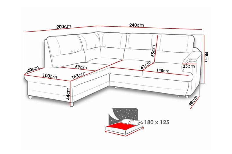 Graystone 3-sits Hörnbäddsoffa - Cream - Möbler - Vardagsrum - Bäddsoffor - Hörnbäddsoffa